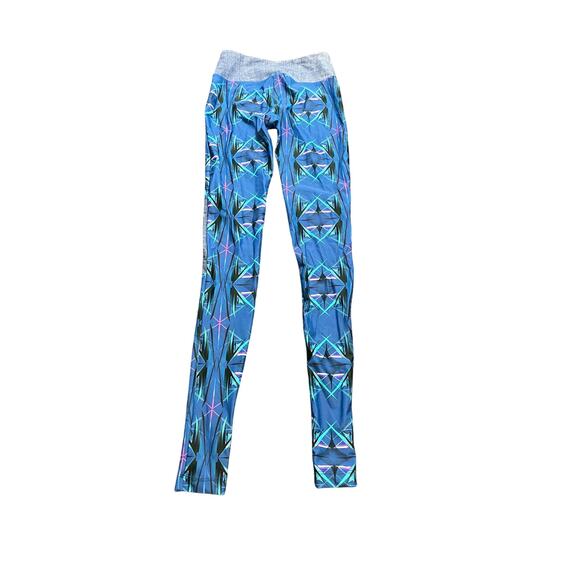 Daughters of Culture Soul Patch Leggings Blue Geometric Athletic Womens XS/S - Picture 4 of 6